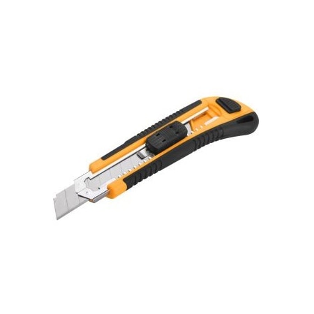 Tolsen Snap-Off Blade Knife Large ABS & TPR Handle w/3 Blades, Self-Loading, With Flat Push Button Safety 30003